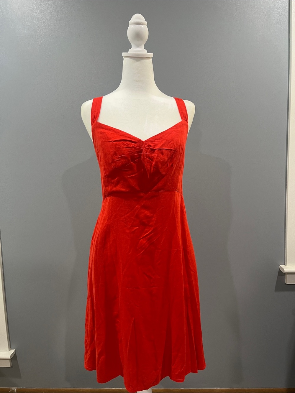 Old Navy Red Midi Dress with Sweetheart Neckline